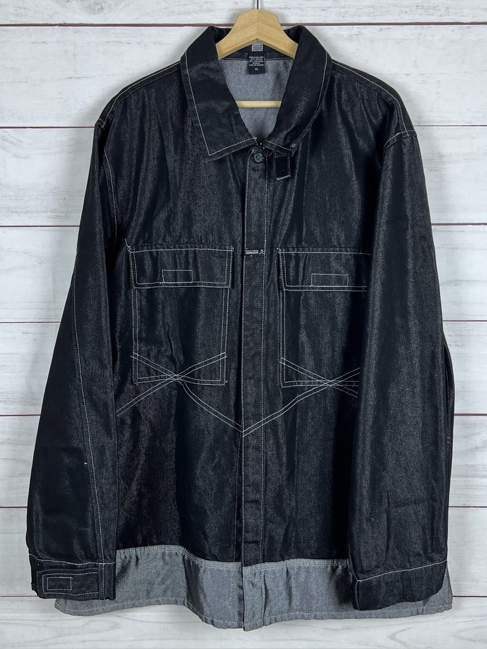 Vintage Marithe Francois Girbaud Jean Jacket Black Silver Metallic Trucker XL